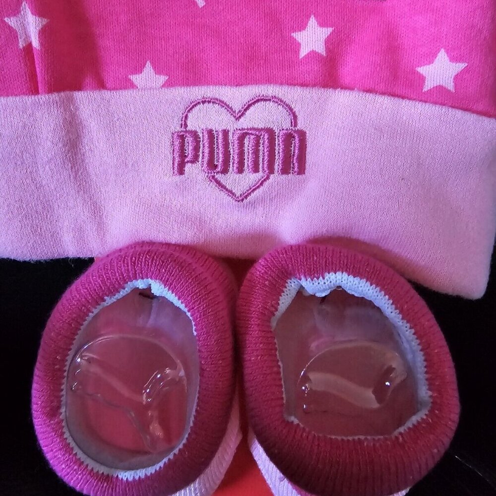 NWT Puma Heartbreaker Pink beanie/ bootie Set 0-6months - Picture 3 of 7